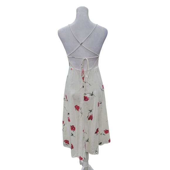 Princess Polly Women's Floral Print‎ Button Down Midi Dress Size 4 White Red - Picture 10 of 16